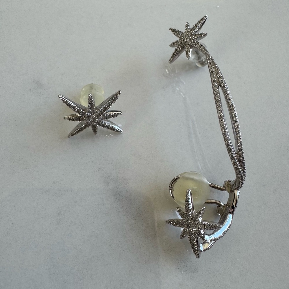 APM Asymmetrical Double Meteorites Earrings-Sterling Silver - Picture 4 of 8
